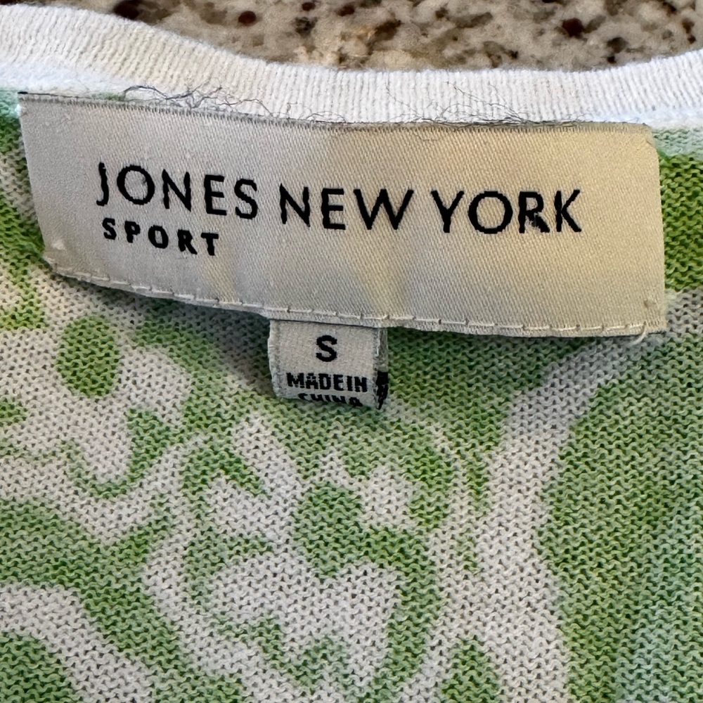 Jones New York Green and White Cotton Cardigan - Picture 7 of 7